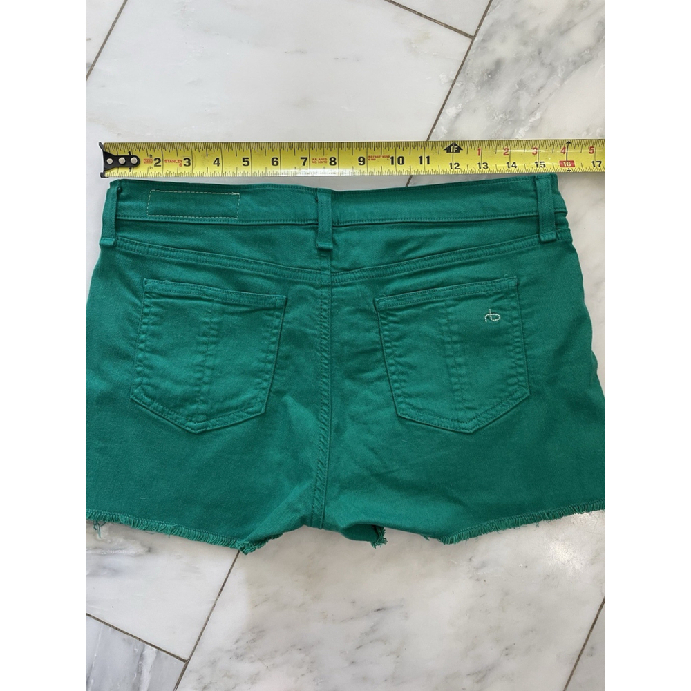 Rag & Bone Denim Shorts Cotton Raw Hem Green Jean Shorts Size 28 - Picture 5 of 7